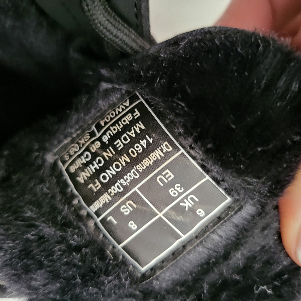 Dr. Martens Black Fur-Lined Mono 1460 Boots - Picture 7 of 12